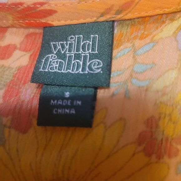 Wild Fable Sheer Orange Floral Top Women's Size Small - Picture 7 of 8